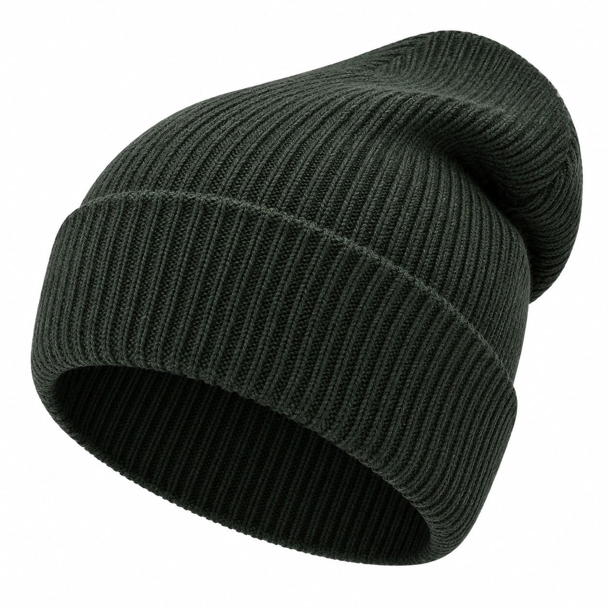 Gerippte Wintermütze Beanie Dunkelgrün
