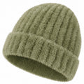 Damen Strickmütze Warm Weich Olivgrün