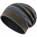 Gestreifte Beanie Strickmütze für Erwachsene Braun Grau