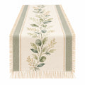 Tischläufer mit Pflanzenmuster und Fransen Beige/Grün