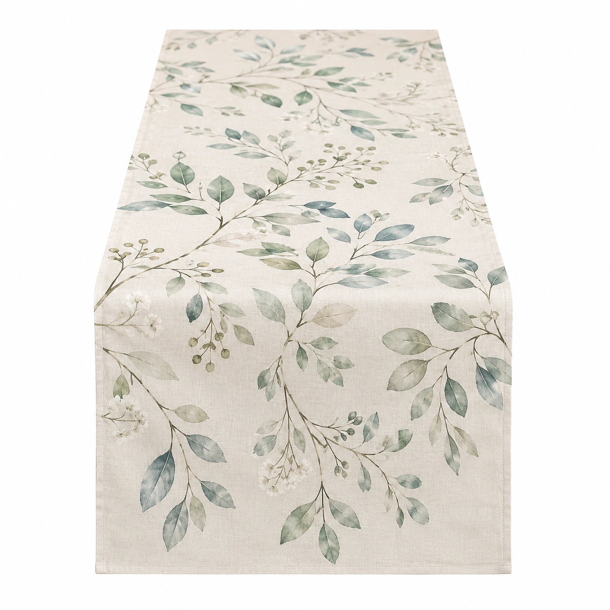 Tischläufer mit Blättermuster in Grün/Beige