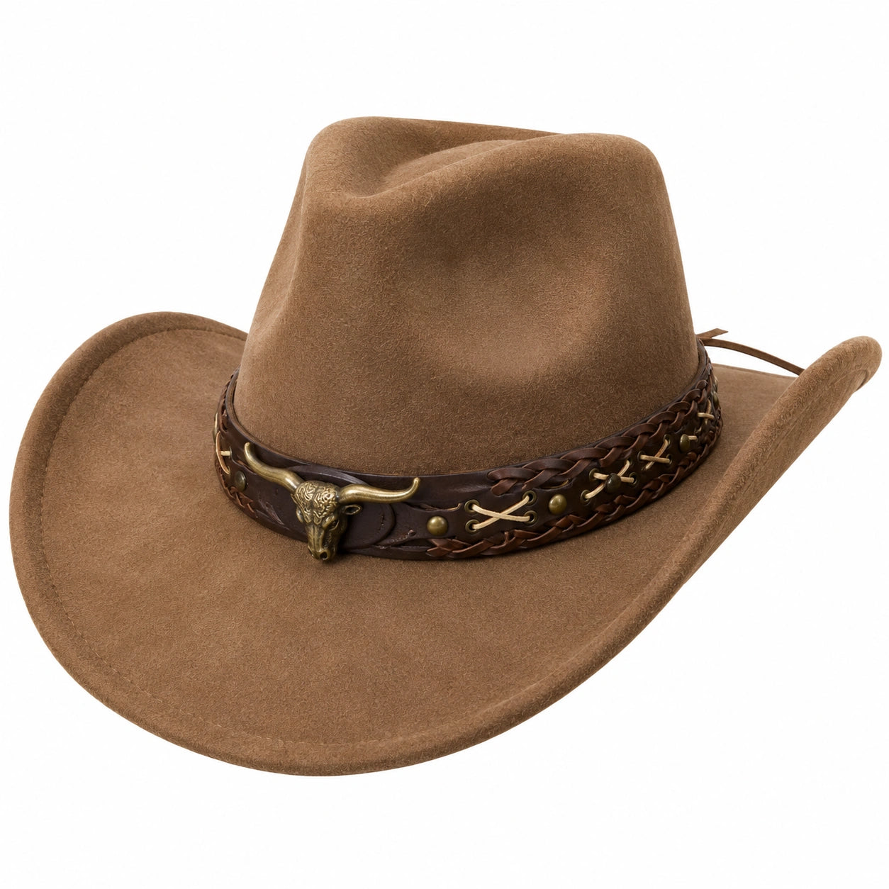 Klassischer Westernhut mit Stierdekor Braun