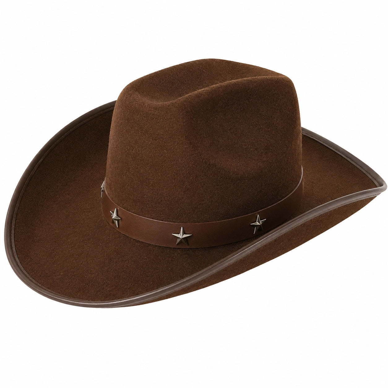 Brauner Western-Cowboyhut mit Sternnieten