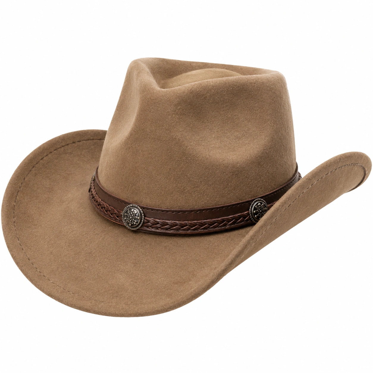 Brauner Cowboyhut mit Breiter Krempe
