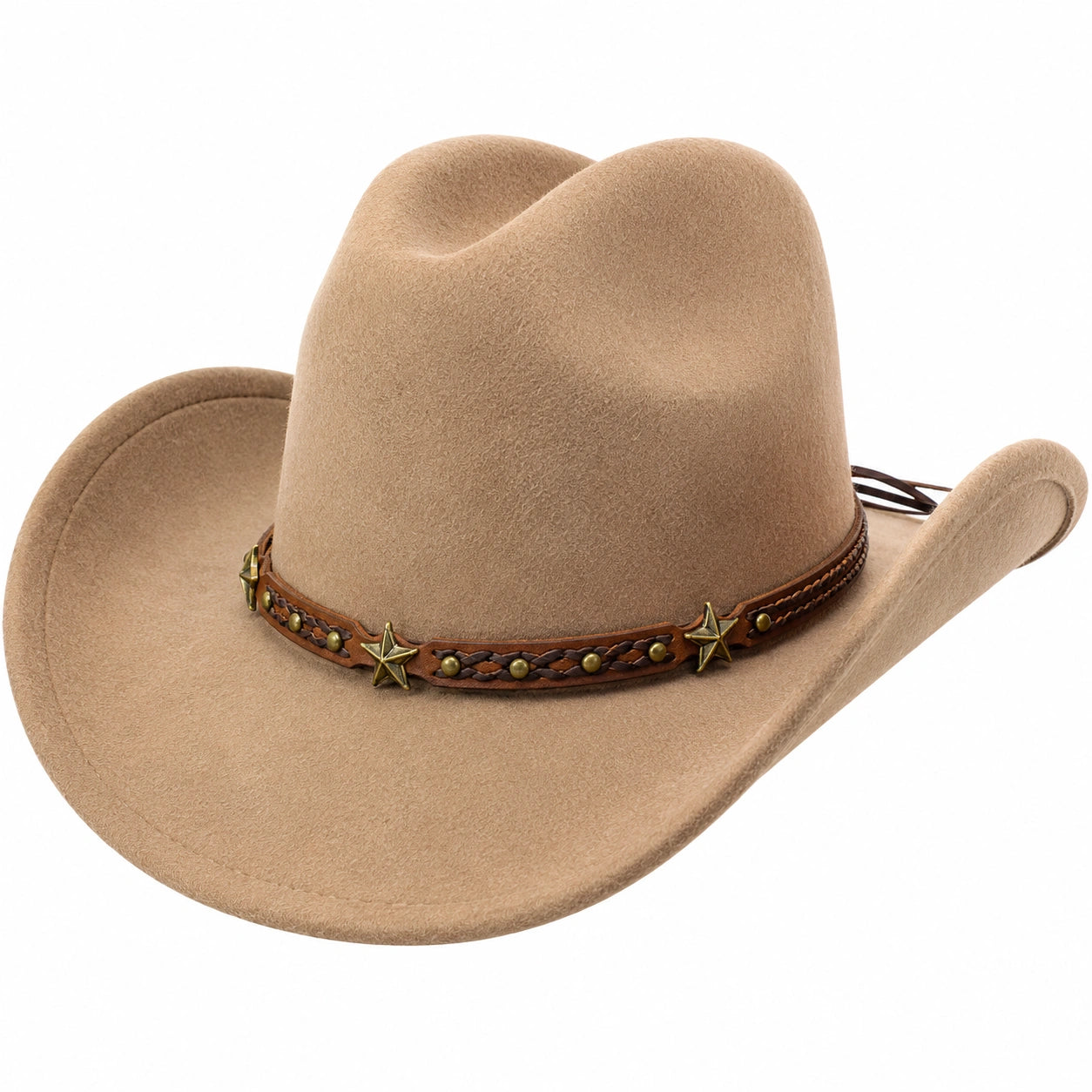 Western Cowboyhut beige mit Sternverzierung