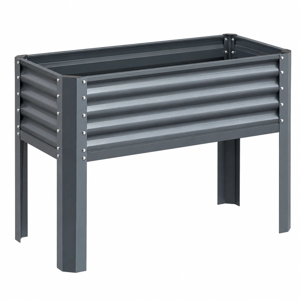 Graues Metall-Hochbeet, 91x41x80 cm