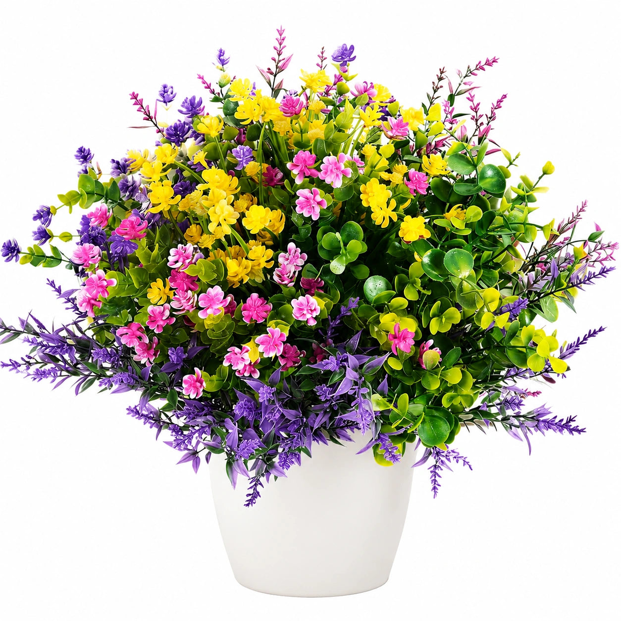 Künstliches Blumenarrangement im Weißen Topf 30 cm Mehrfarbig