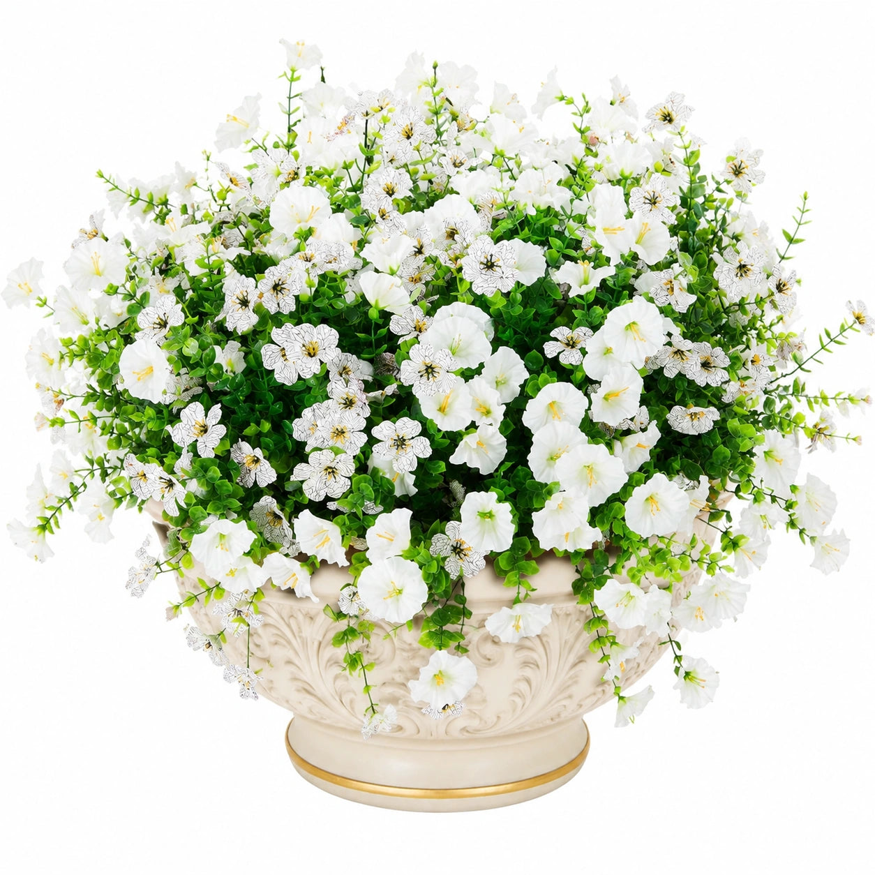 Künstlerisches Blumenarrangement in Keramikvase, Weiß, 40cm