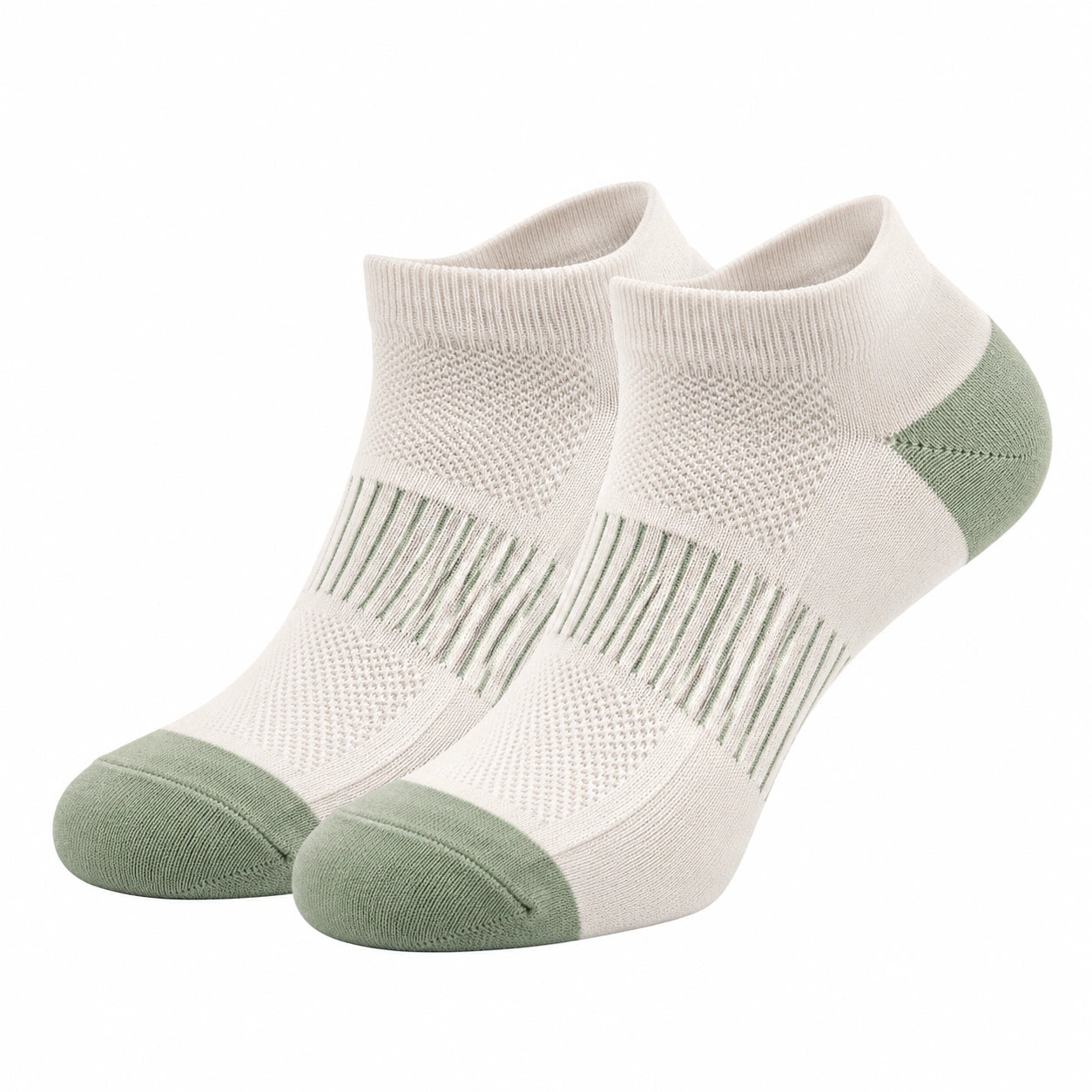 Kurze Sportsocken Beige/Grün Atmungsaktiv EU 36-42